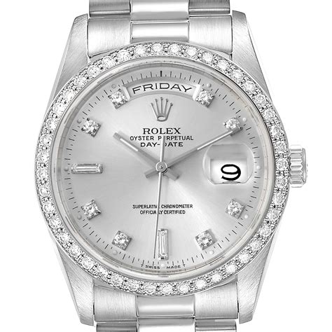 silver diamond rolex presidental|presidential rolex with diamonds price.